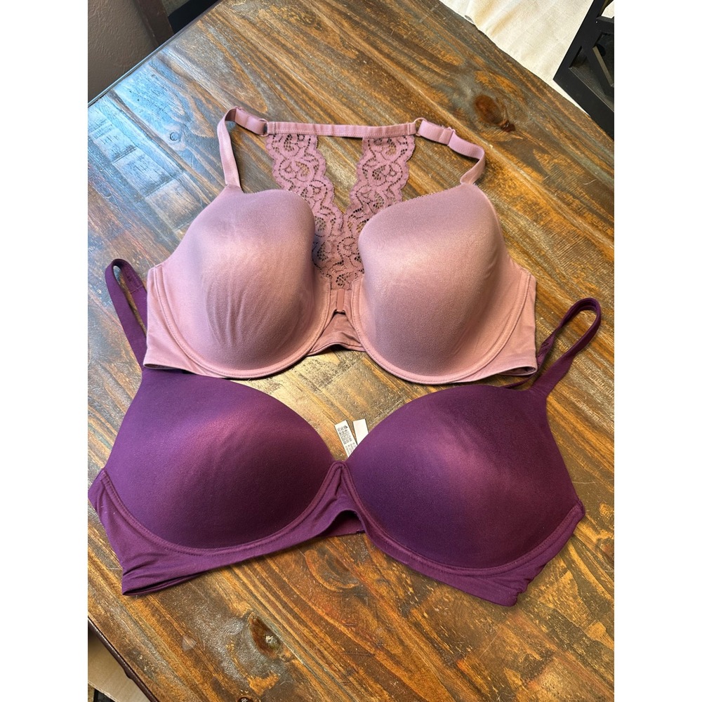 Victoria's Secret Body By Victoria 40DD Bra Bundle Wireless Racerback Purple 2pk